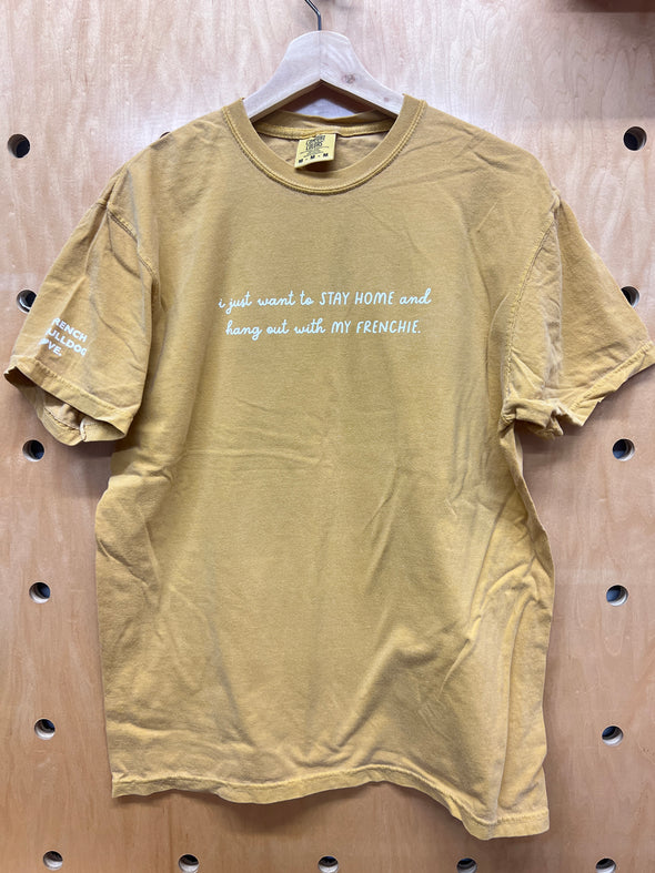 MISPRINT/SAMPLE - STAY HOME - MEDIUM - MUSTARD TEE