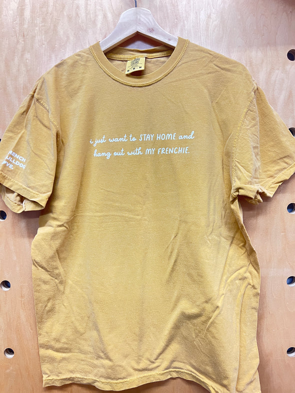 MISPRINT/SAMPLE - STAY HOME - MEDIUM - MUSTARD TEE