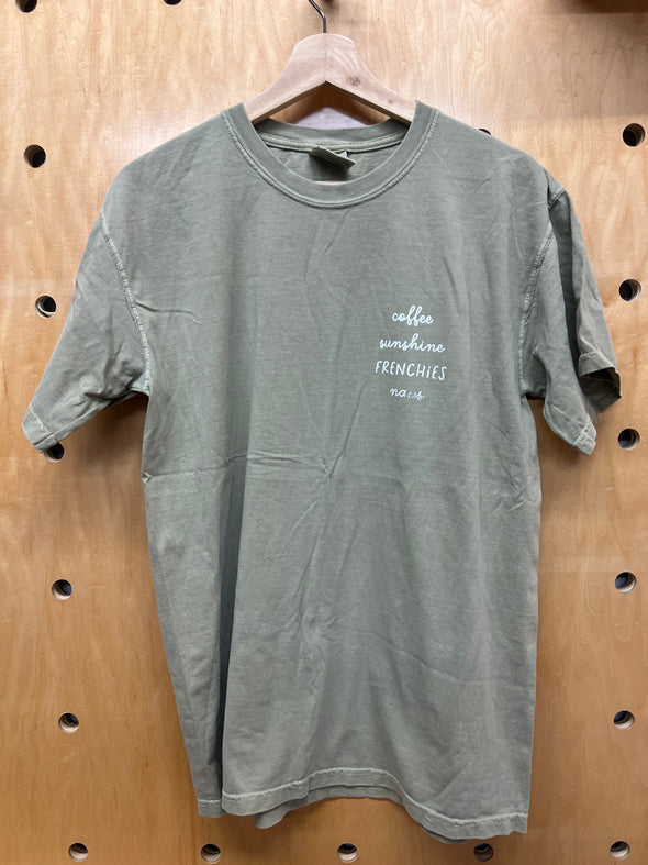 SAMPLE/MISPRINT - COFFEE SUNSHINE FRENCHIES NAPS - MEDIUM - KHAKI TEE