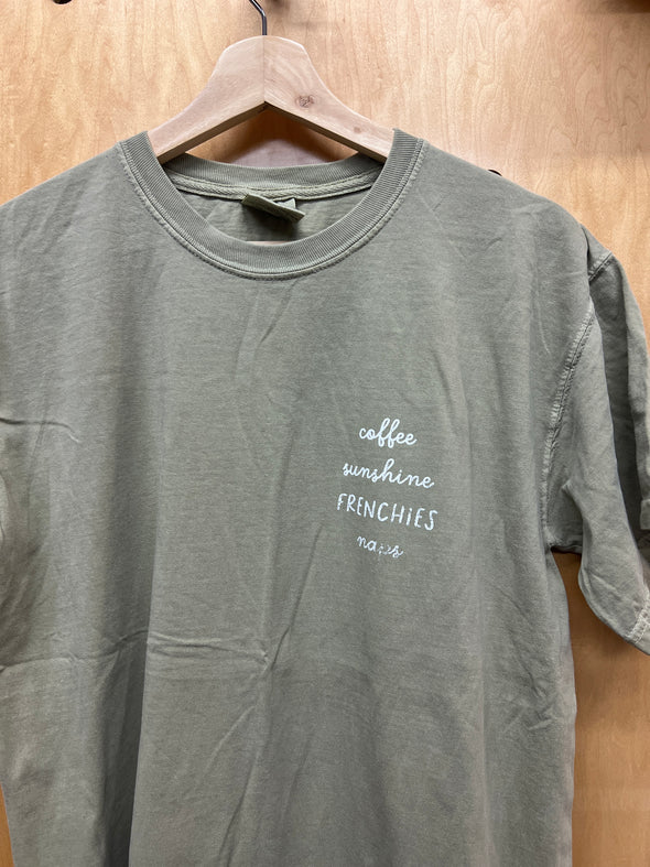 SAMPLE/MISPRINT - COFFEE SUNSHINE FRENCHIES NAPS - MEDIUM - KHAKI TEE