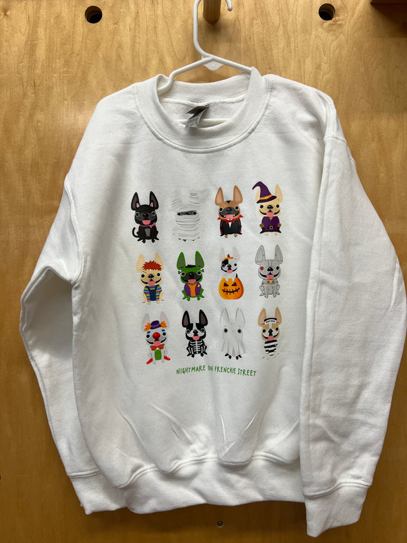 KIDS SAMPLE - NIGHTMARE ON FRENCHIE ST SWEATSHIRT - YOUTH SMALL - WHITE