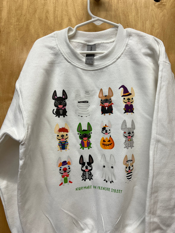 KIDS SAMPLE - NIGHTMARE ON FRENCHIE ST SWEATSHIRT - YOUTH SMALL - WHITE