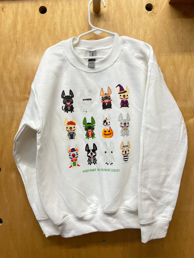 KIDS SAMPLE - NIGHTMARE ON FRENCHIE ST SWEATSHIRT - YOUTH SMALL - WHITE