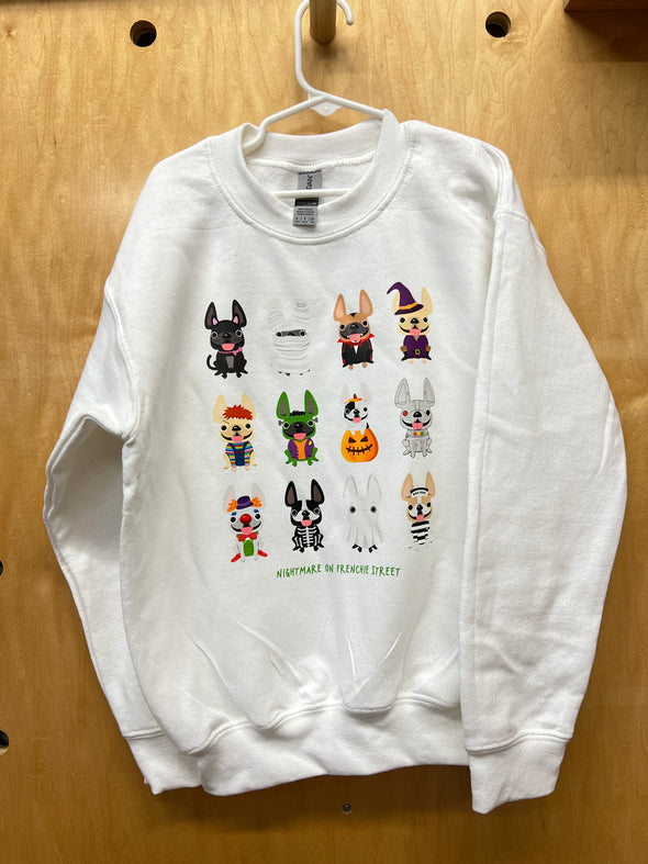 KIDS SAMPLE - NIGHTMARE ON FRENCHIE ST SWEATSHIRT - YOUTH SMALL - WHITE