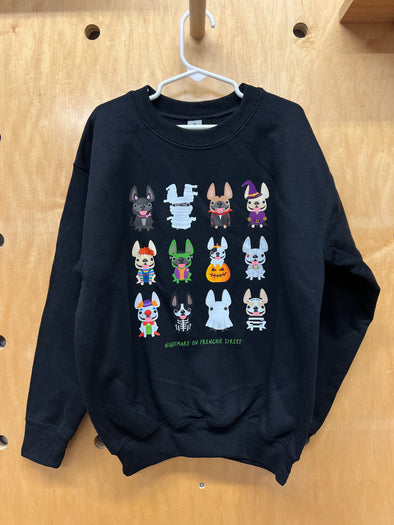 KIDS SAMPLE - NIGHTMARE ON FRENCHIE ST SWEATSHIRT - YOUTH SMALL - BLACK