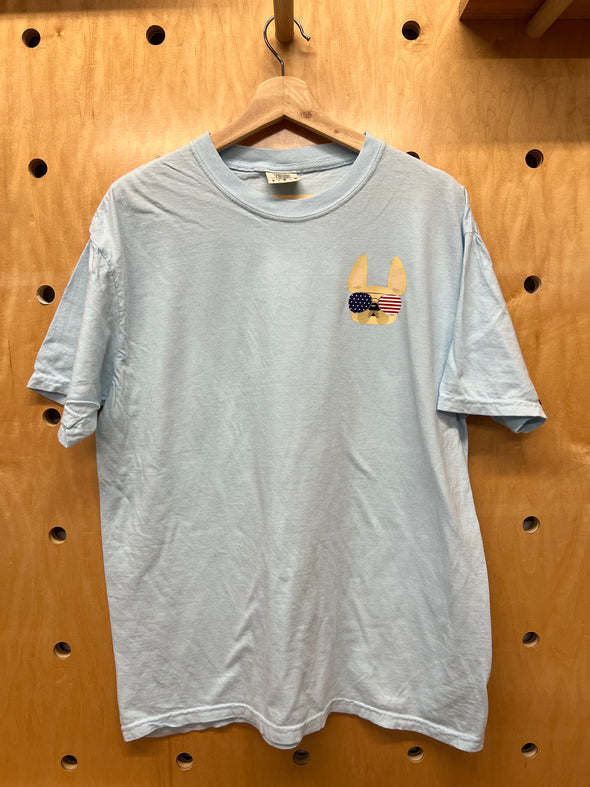 SAMPLE - USA SHADES T SHIRT - LARGE - LIGHT BLUE