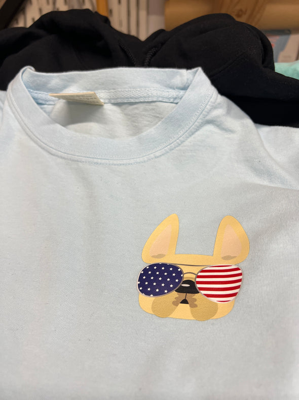 SAMPLE - USA SHADES T SHIRT - LARGE - LIGHT BLUE