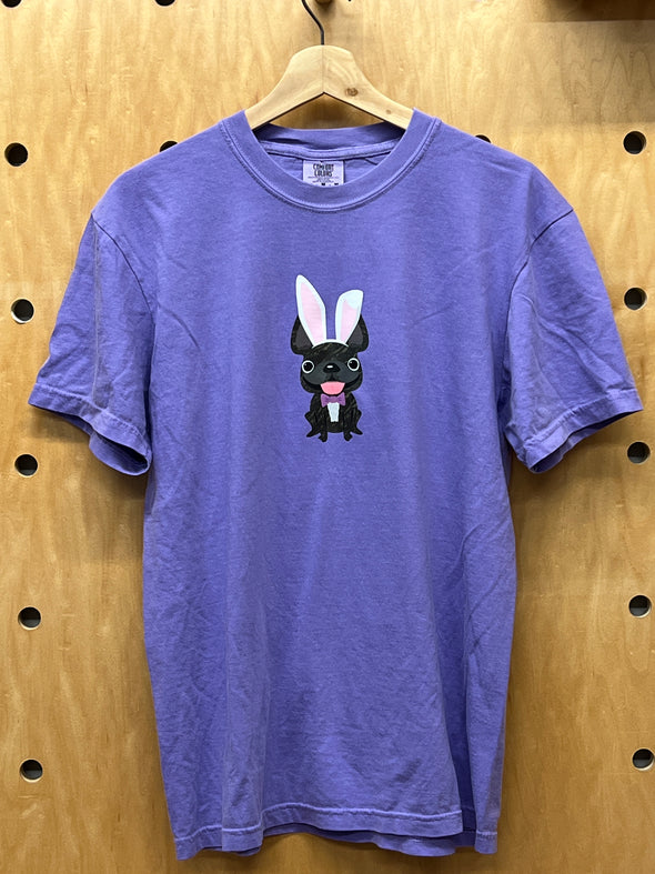 SAMPLE - FRENCHIE BUNNY T SHIRT - BRINDLE FRENCHIE - MEDIUM - PURPLE