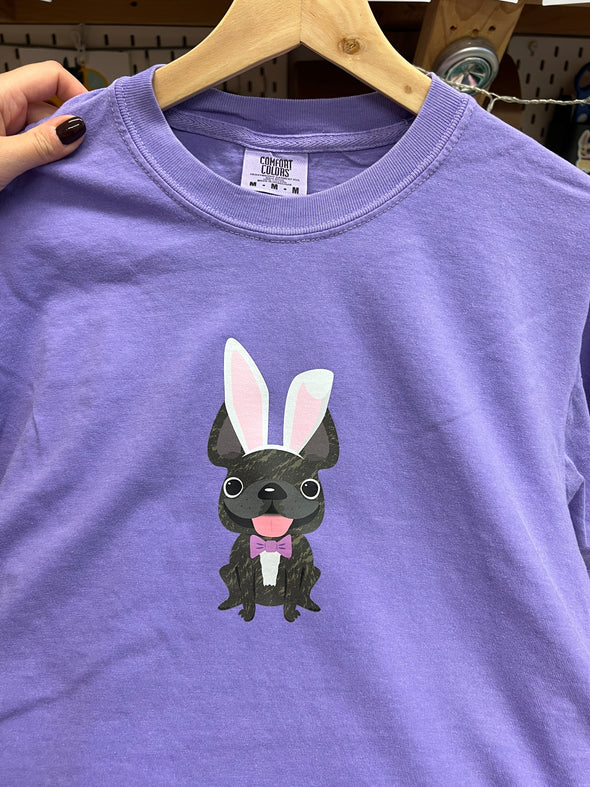 SAMPLE - FRENCHIE BUNNY T SHIRT - BRINDLE FRENCHIE - MEDIUM - PURPLE