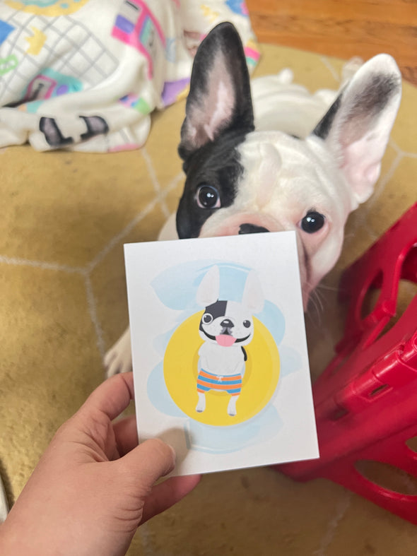 Cabana Frenchie Note Cards - Assorted Box of 12 - Size A2