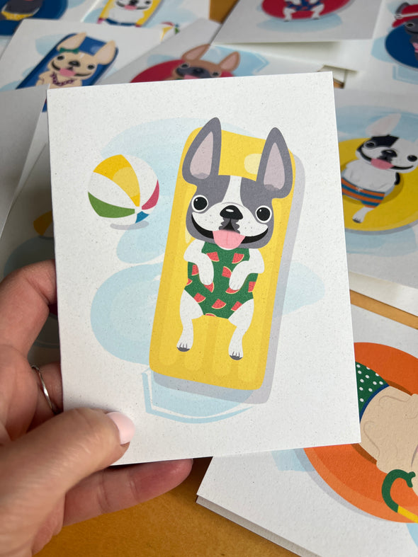 Cabana Frenchie Note Cards - Assorted Box of 12 - Size A2