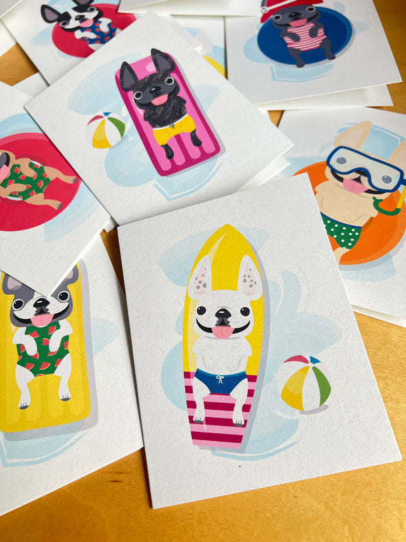 Cabana Frenchie Note Cards - Assorted Box of 12 - Size A2