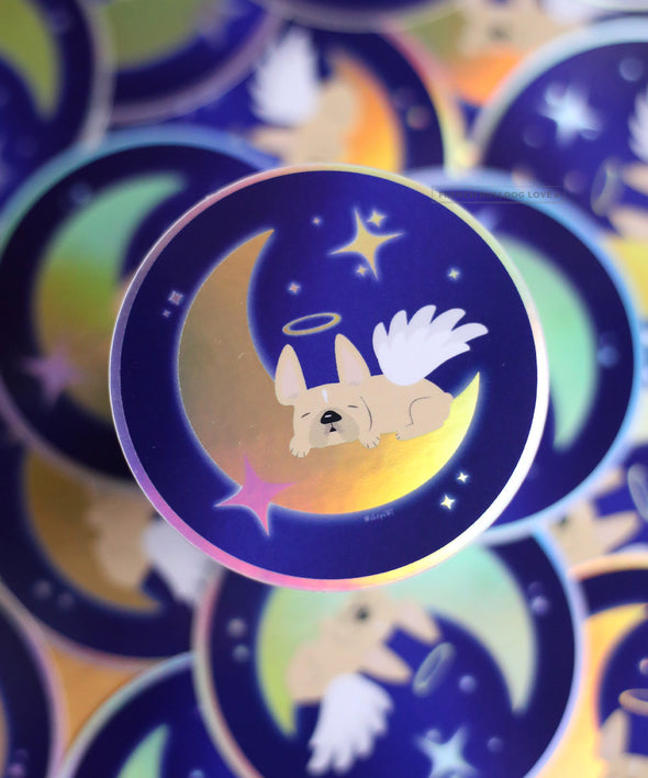 Frenchie Angel Holographic Sticker - Cream #8