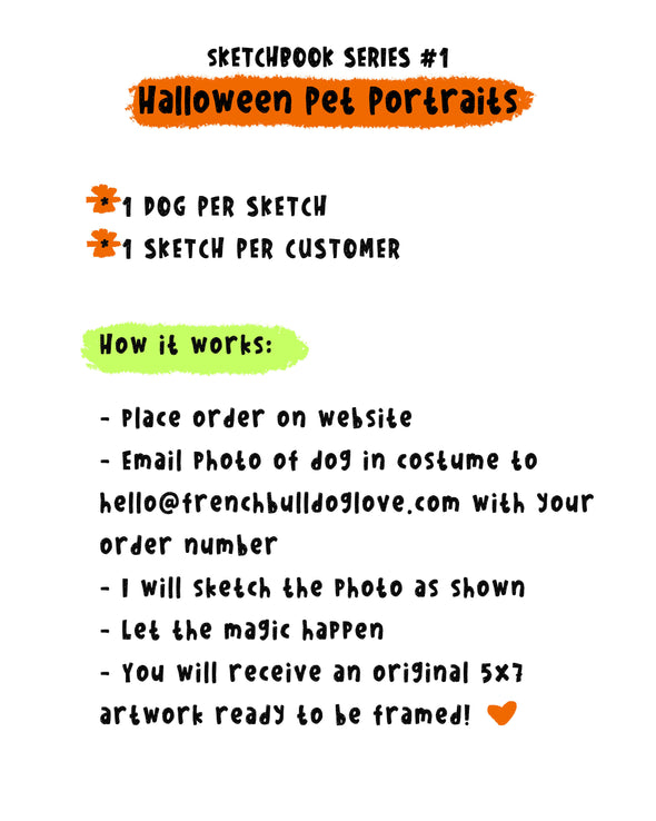 Halloween Custom Pet Portrait - 5x7 Original Artwork