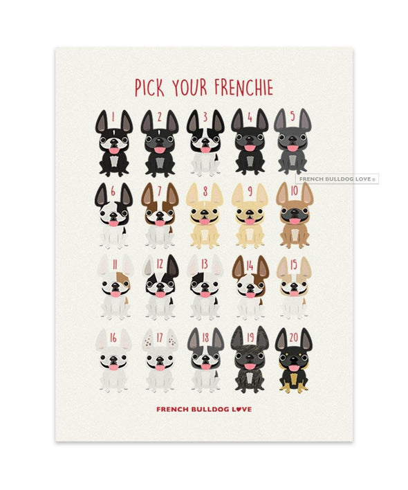 Frenchie Bouquet - TWO FRENCHIES - French Bulldog Greeting Card - French Bulldog Love