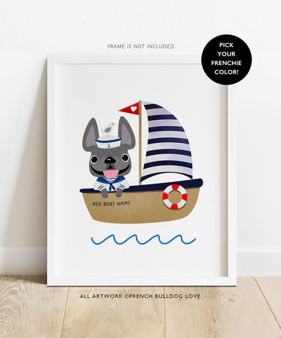 Frenchies Ahoy! 8x10 Custom Print - Boat 1