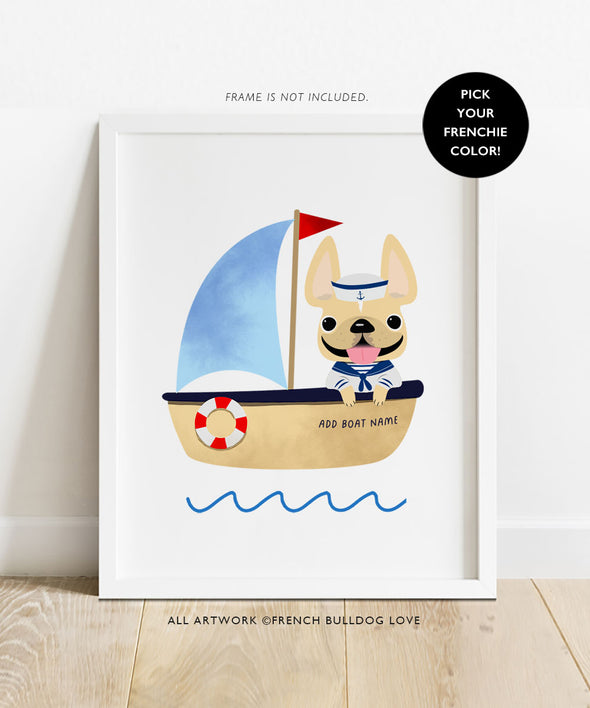 Frenchies Ahoy! 8x10 Custom Print - Boat 2