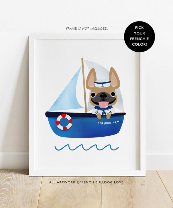 Frenchies Ahoy! 8x10 Custom Print - Boat 4