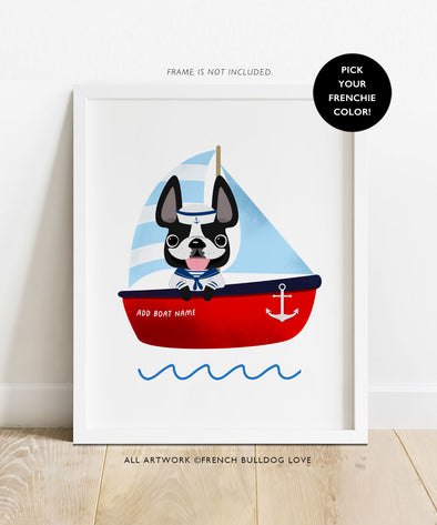 Frenchies Ahoy! 8x10 Custom Print - Boat 5