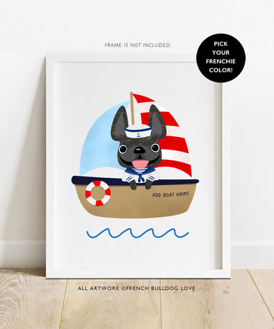 Frenchies Ahoy! 8x10 Custom Print - Boat 6