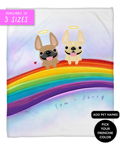 Rainbow Bridge Fleece Blanket - Two Dogs - Add Pet Names