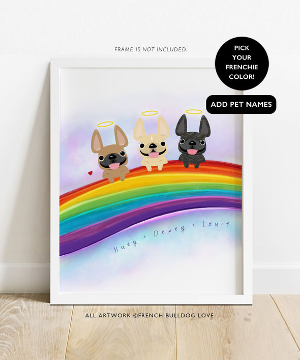 Rainbow Bridge Print 8x10 - THREE Dogs - Add Pet Names