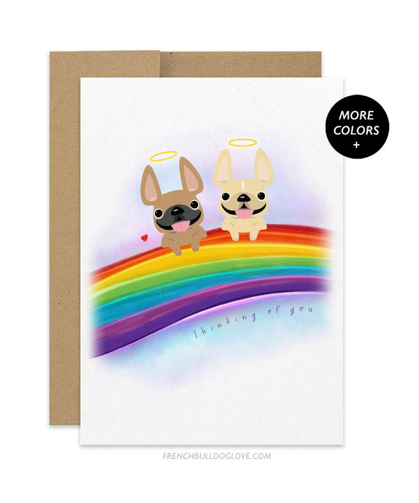 Rainbow Bridge French Bulldog Greeting Card - TWO Dogs