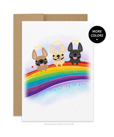 Rainbow Bridge French Bulldog Greeting Card - THREE Dogs