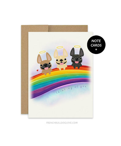 Rainbow Bridge - Three Dogs - French Bulldog Note Cards - Set of 12