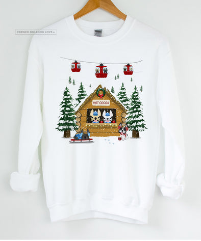 Frenchie Ski Lodge - Holiday Crewneck Sweatshirt - Unisex