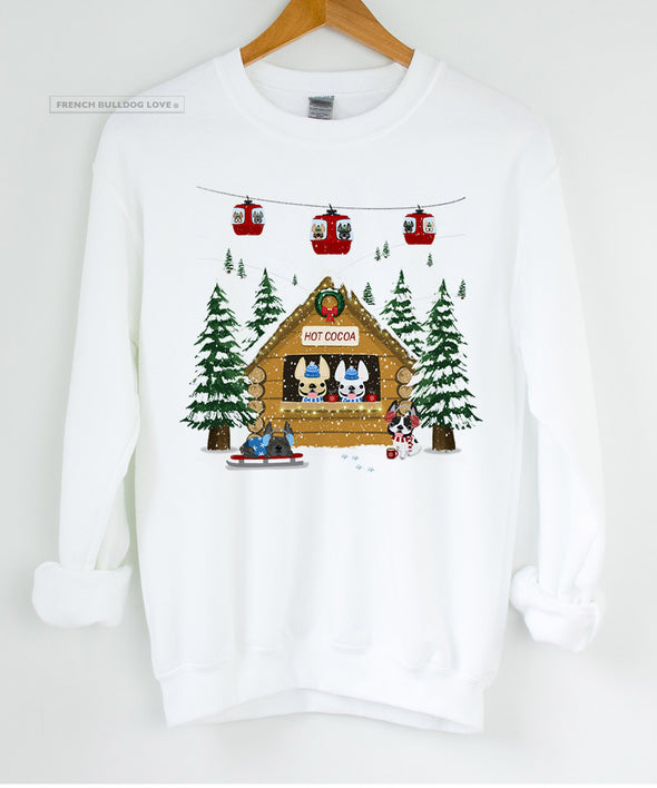 Frenchie Ski Lodge - Holiday Crewneck Sweatshirt - Unisex