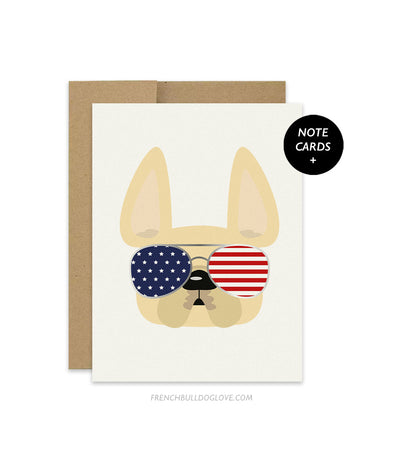 USA Frenchie Shades Note Cards - Box Set of 12
