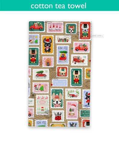 Holiday Stamps Tea Towel