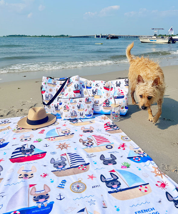 Frenchies Ahoy! Beach Towel