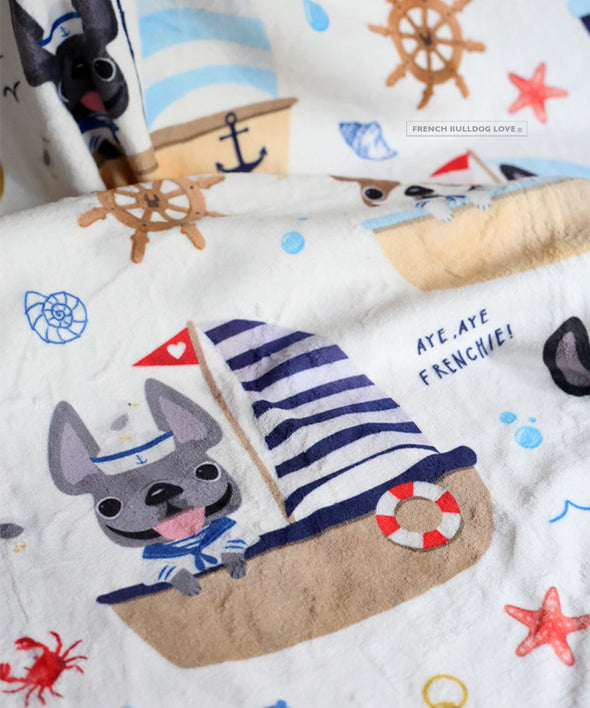 Frenchies Ahoy! Fleece Blanket