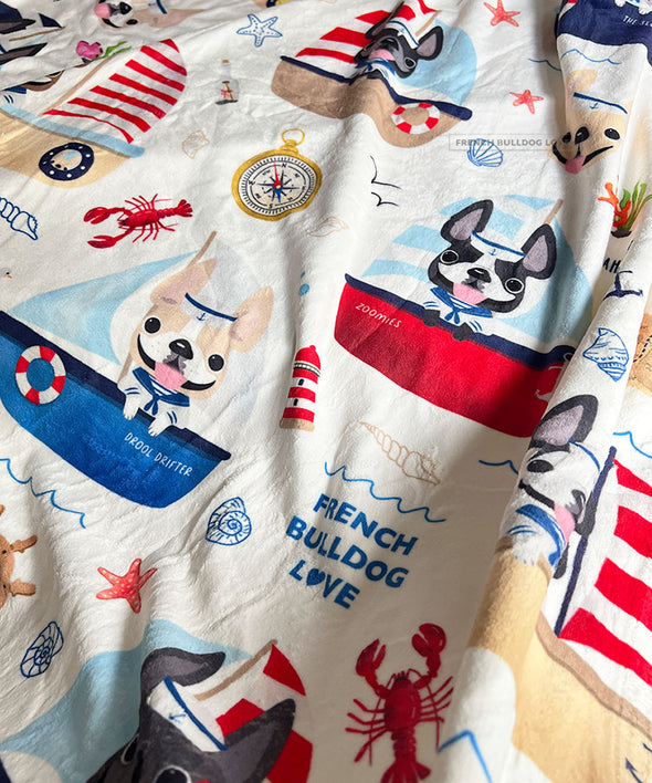 Frenchies Ahoy! Fleece Blanket