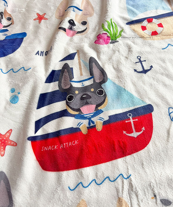 Frenchies Ahoy! Fleece Blanket