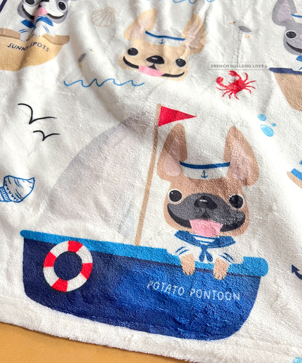 Frenchies Ahoy! Fleece Blanket