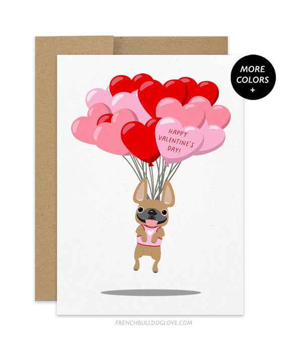 Floating Valentine - 1 FRENCHIE - French Bulldog Greeting Card