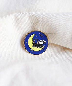 Frenchie Angel Enamel Pin - Black Frenchie