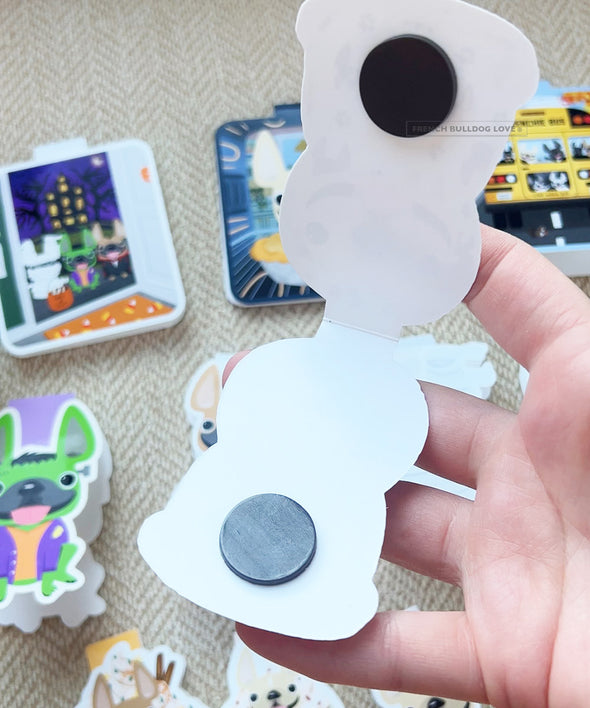 Holiday Buggy Magnetic Bookmark - TWO Frenchies