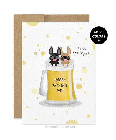 Cheers Grandpa - TWO Frenchies - Father's Day Card