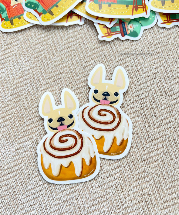 CINNAMON ROLL VINYL FRENCH BULLDOG STICKER
