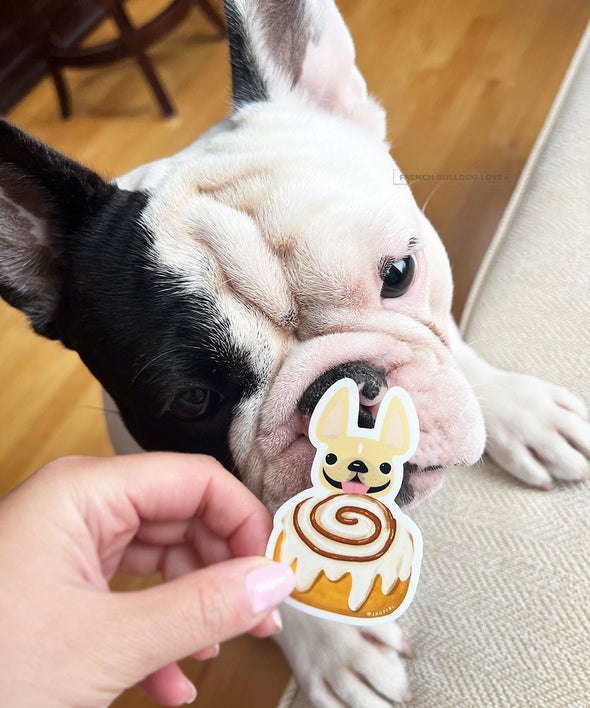 CINNAMON ROLL VINYL FRENCH BULLDOG STICKER