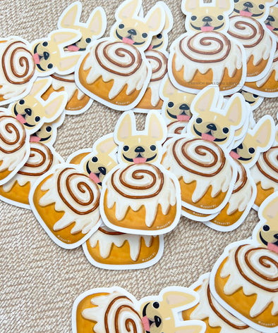 CINNAMON ROLL VINYL FRENCH BULLDOG STICKER