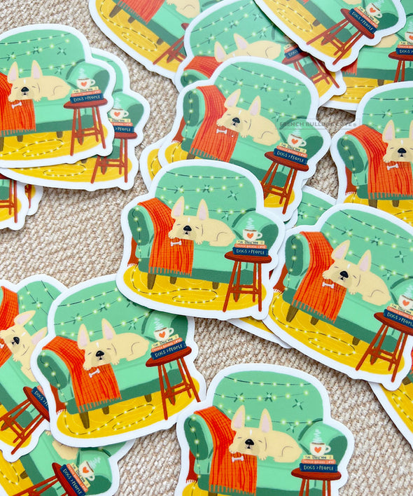 COZY COUCH VINYL FRENCH BULLDOG STICKER