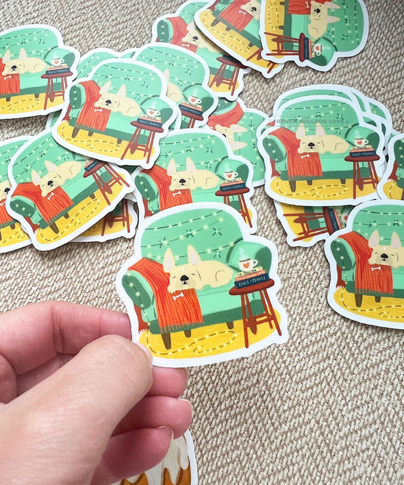 COZY COUCH VINYL FRENCH BULLDOG STICKER