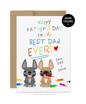 Markers - Father's Day Card - TWO FRENCHIES - Add your pups' names!