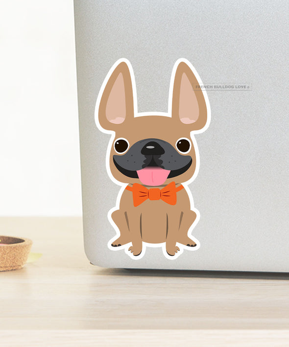 Fawn w/ Orange Bow / Large French Bulldog Sticker