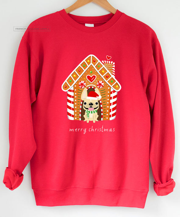 Frenchie Gingerbread House - Holiday Crewneck Sweatshirt - Unisex